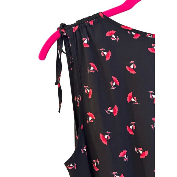 19 COOPER Women's Black/red Floral-print Tie-waist Ruched-hem Jumpsuit Small - Picture 7 of 12